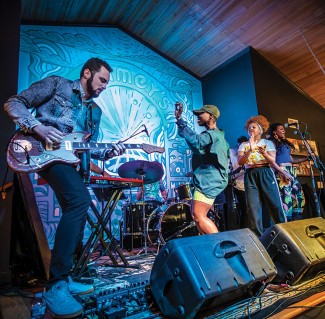 Band plays on stage.